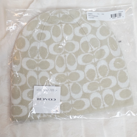 Coach Accessories - Coach Beige Reversible Beanie